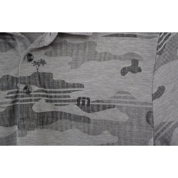 TRAVIS MATHEW Beachside Stealth Polo Shirt Gray Camo Palm Trees, Size M Medium - Picture 3 of 9